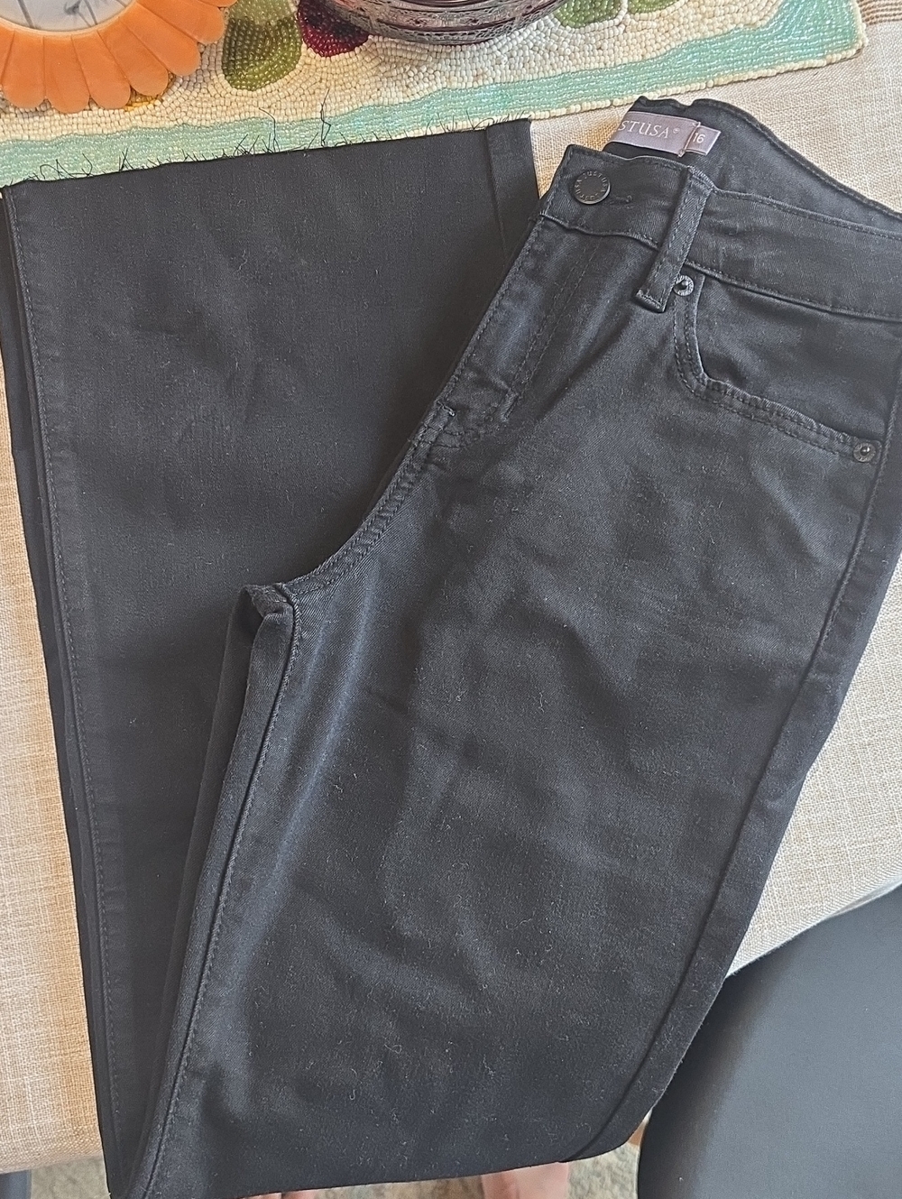 Girl's Black Raw Hem, Bootcut Denim